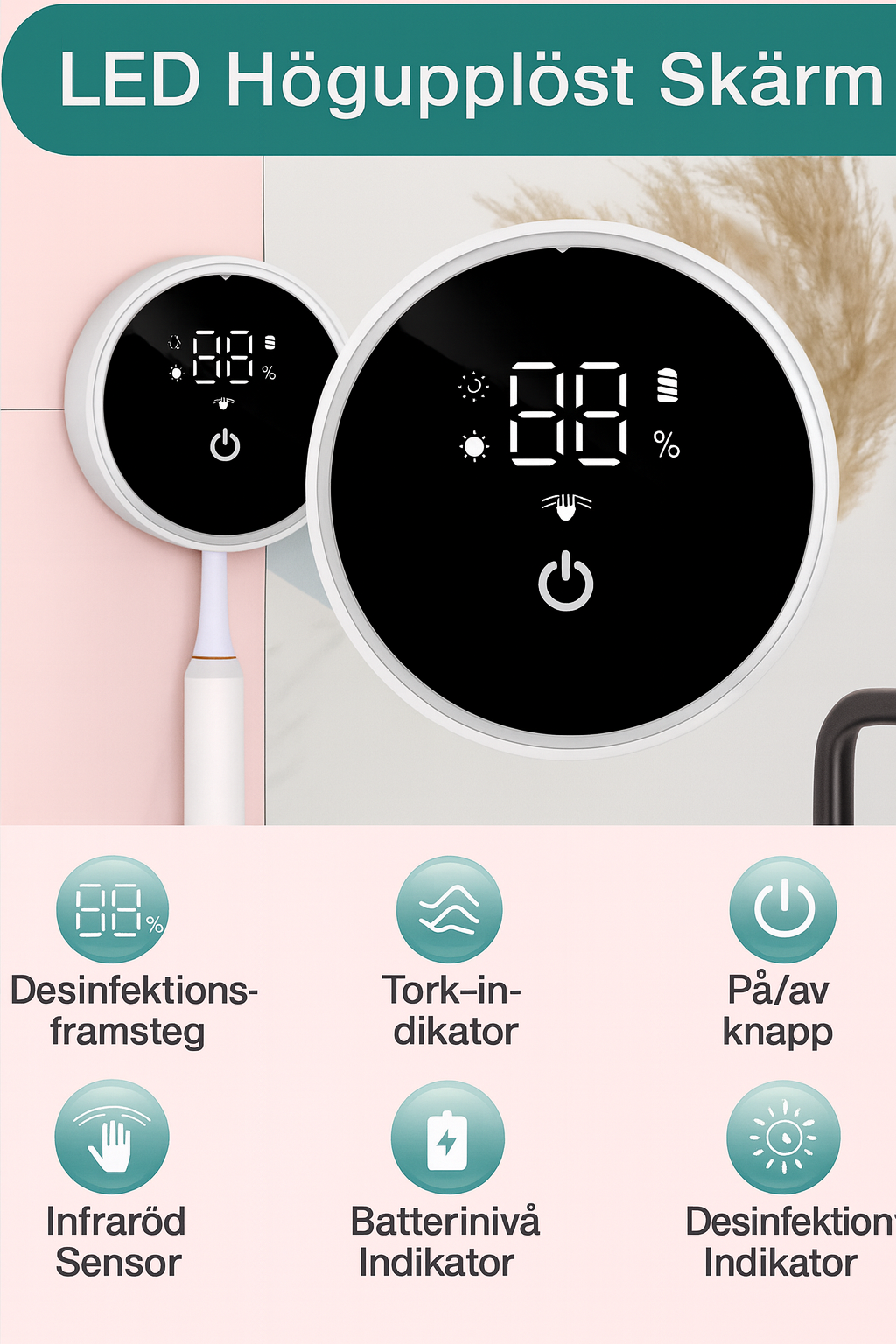 Tandborsthållare med Desinfektion