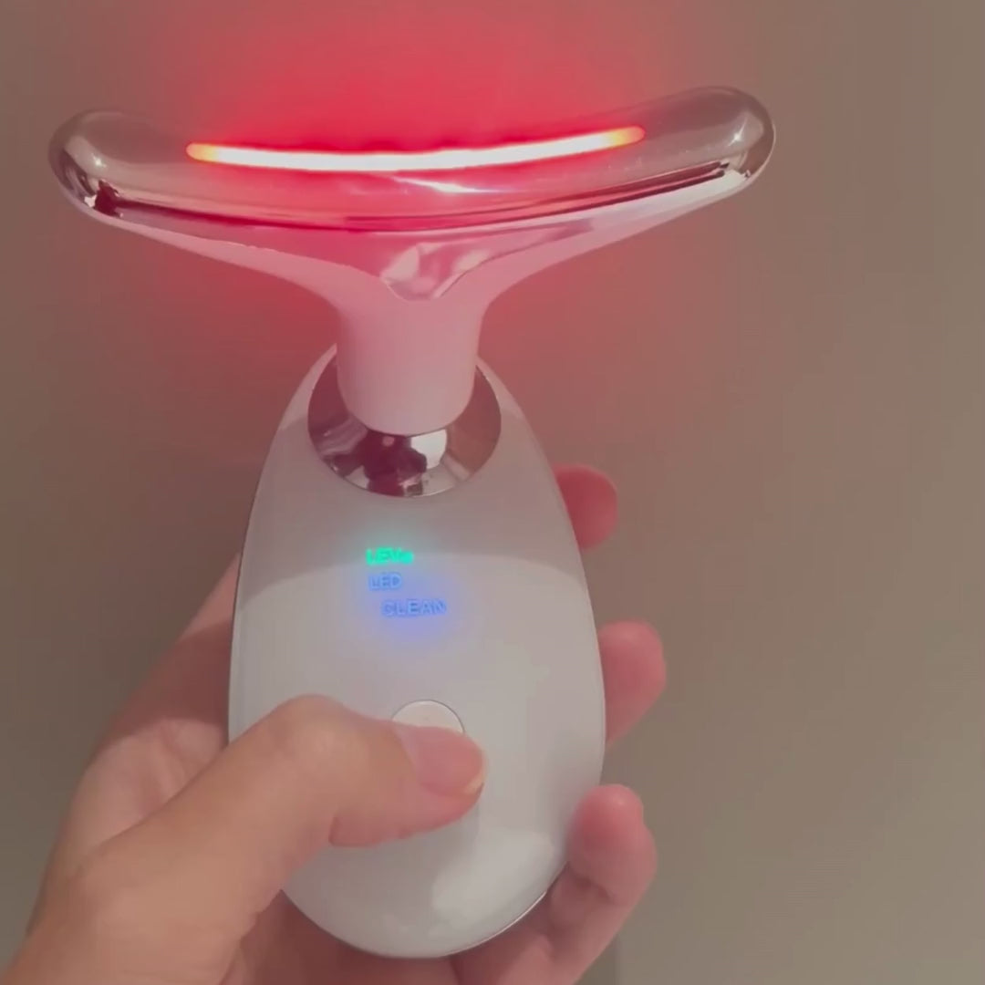 Vibrerande ansiktsmasserare med LED-Ljus